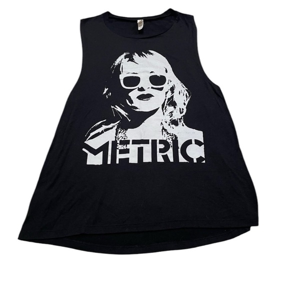 Metric Band Black Tank Top Sleeveless Rounded Neckline Size Large - Picture 1 of 5